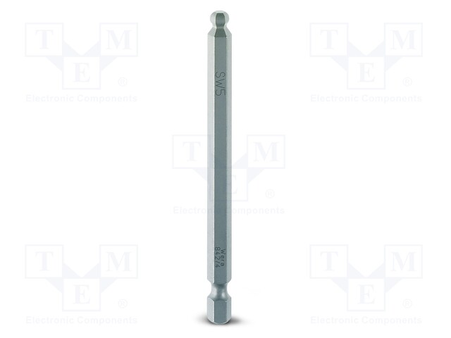 Screwdriver bit; Allen hex key,spherical; HEX 5mm