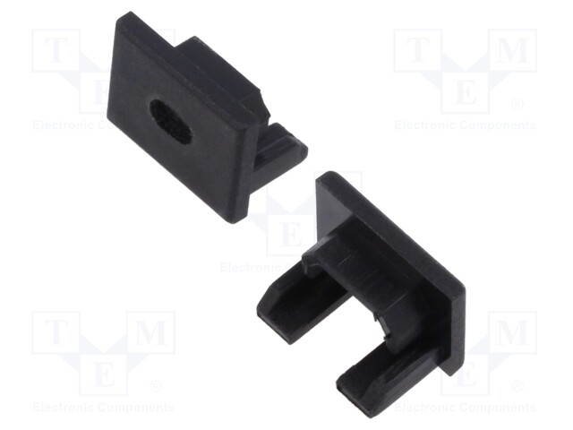 Cap for LED profiles; black; PDS-4-PLUS; with hole