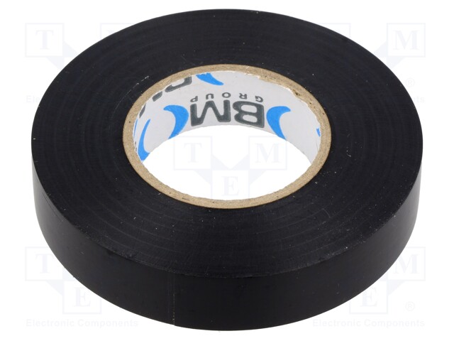 Tape: electrical insulating; W: 15mm; L: 25m; Thk: 0.15mm; black