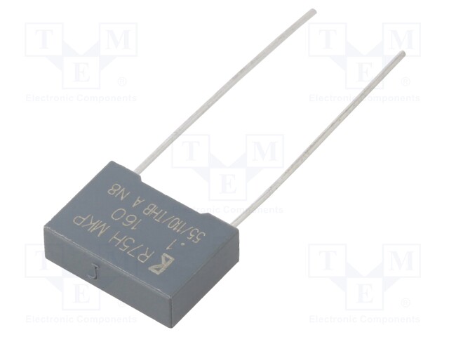 DC Film Capacitor, 0.1 µF, 160 V, Metallized PP, ± 5%, R75H Series, Radial Box