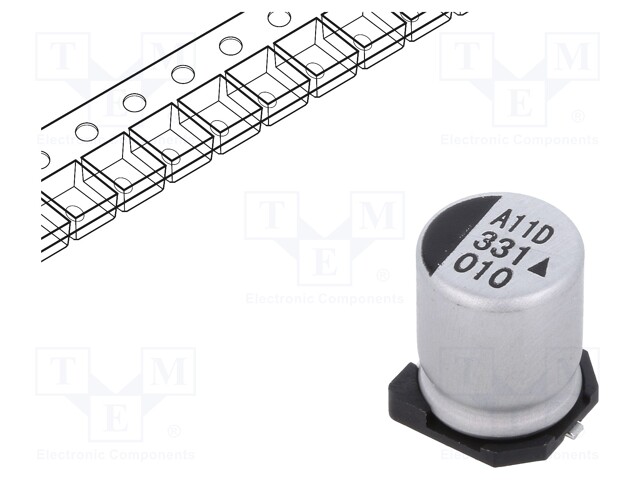 Capacitor: electrolytic; SMD; 330uF; 10VDC; Ø8x10.5mm; 5000h; 170mΩ