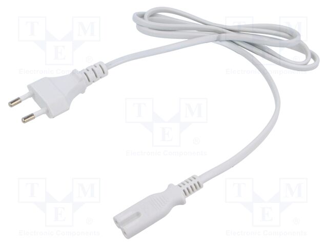 Cable; 2x0.5mm2; CEE 7/16 (C) plug,IEC C7 female; PVC; 1.2m; 2.5A
