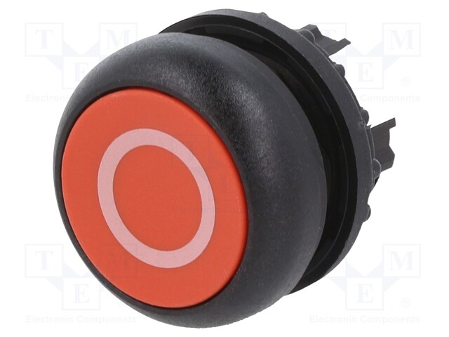 Switch: push-button; Stabl.pos: 1; 22mm; red; Illumin: none; IP67