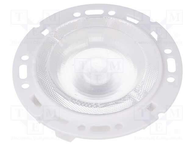 LED lens; round; Mat: PMMA plexiglass; transparent; Colour: white