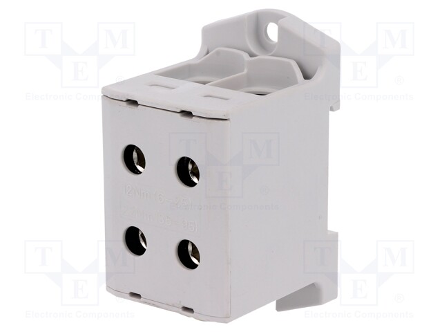 Splice terminal: rail; 6÷95mm2; ways: 1; terminals: 4; grey; TS35