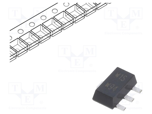 Transistor: PNP; bipolar; 30V; 3A; SOT89