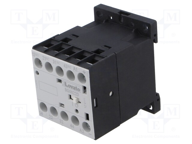 Contactor: 4-pole; NC x2 + NO x2; 12VDC; 6A; BG; screw terminals