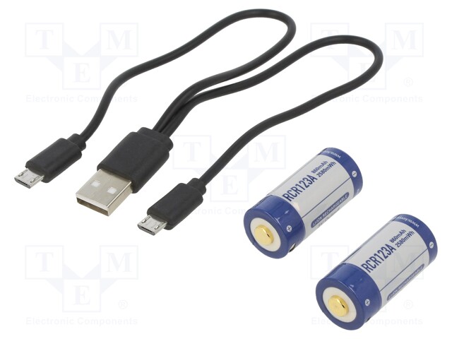 Re-battery: Li-Ion; 16340; 3.7V; 860mAh; Ø16.7x36mm