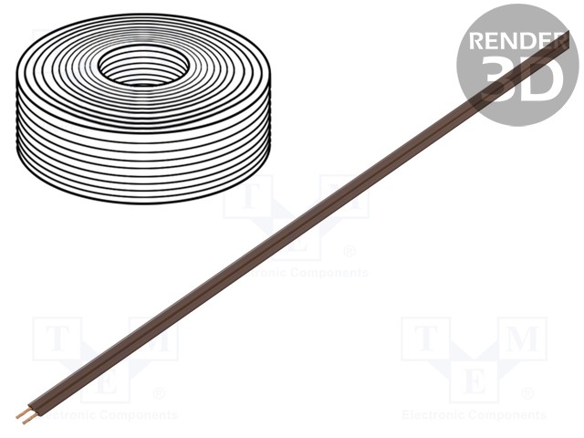 Wire: ribbon; stranded; 2x0,14mm2; brown; 5m