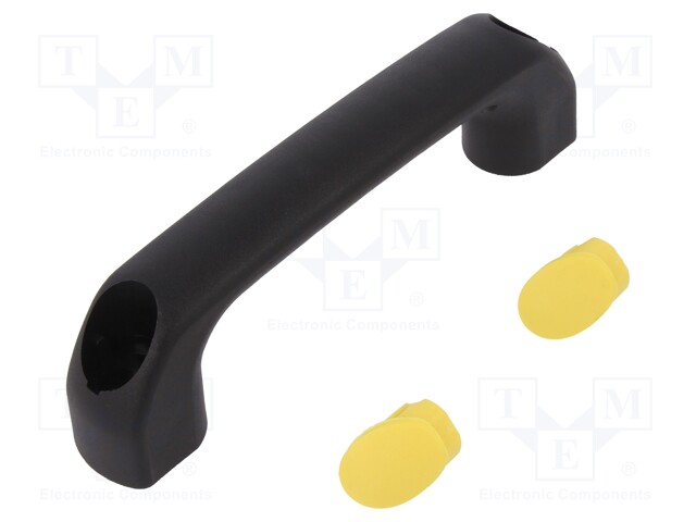 Handle; Mat: polyamide; black; H: 34mm; L: 120mm; yellow; W: 18mm; 530N