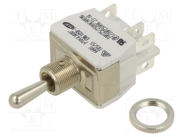 Toggle Switch, On-On-On, DP3T, Non Illuminated, 600H Series, Panel Mount, 10 A