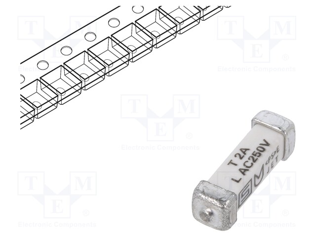 Fuse: fuse; time-lag; 2A; 250VAC; 125VDC; SMD; ceramic; Package: tape