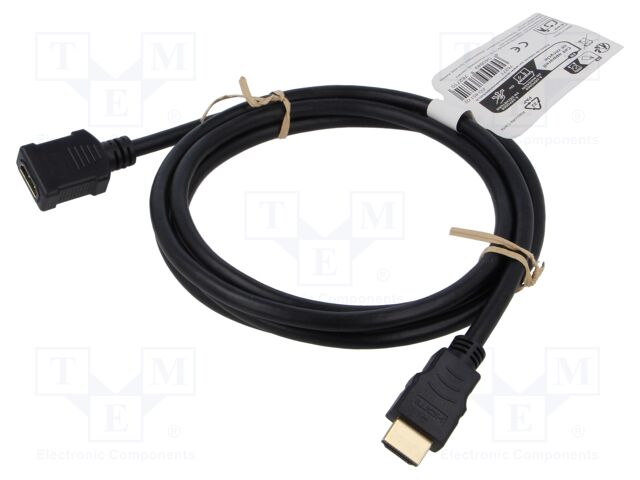 Cable; HDMI socket,HDMI plug; PVC; 2m; black; HDCP 2.2,HDMI 2.1