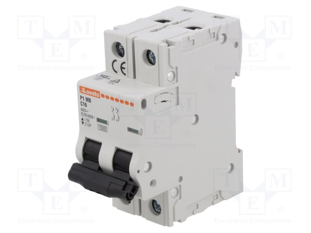 Circuit breaker; 230/400VAC; Inom: 16A; Poles: 2; Charact: C; 10kA