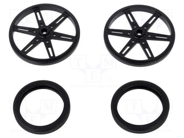 Wheel; black; Pcs: 2; push-in,screw; Ø: 70mm; Shaft dia: 5.8mm; W: 8mm