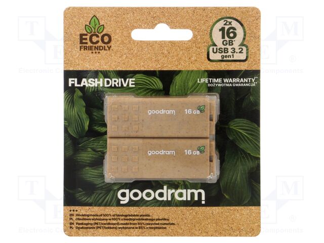 Pendrive; Eco Friendly,USB 3.2; 16GB; R: 60MB/s; W: 20MB/s; USB A