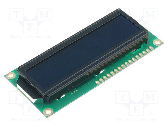 Display: LCD; alphanumeric; FSTN Negative; 16x2; dark blue; LED