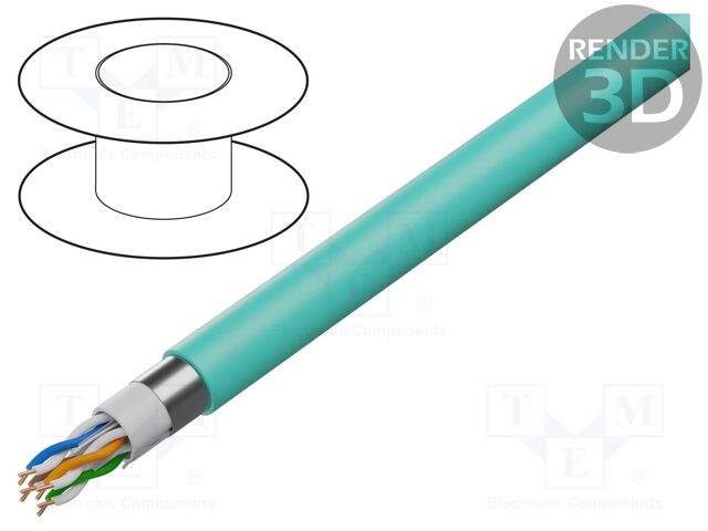 Wire; F/UTP; industrial Ethernet,outdoor; 6; solid; Cu; 4x2x23AWG