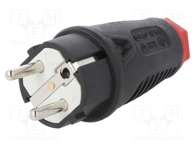 Connector: AC supply; plug; male; 16A; 250VAC; IP54; Layout: 2P+PE