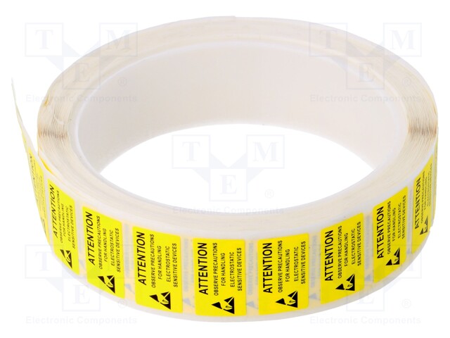 Self-adhesive label; ESD; 12x22mm; 1000pcs; reel; yellow-black