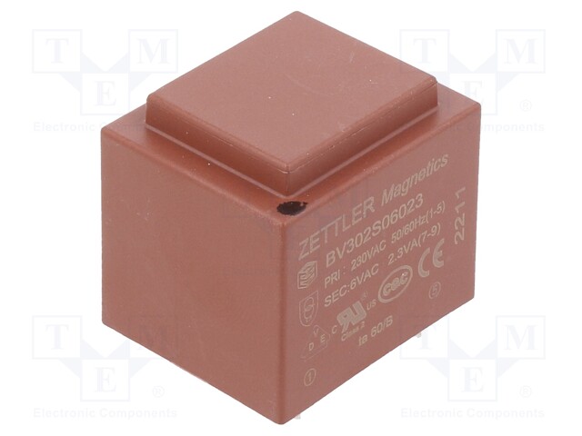 Transformer: encapsulated; 230VAC; 6V; Mounting: PCB