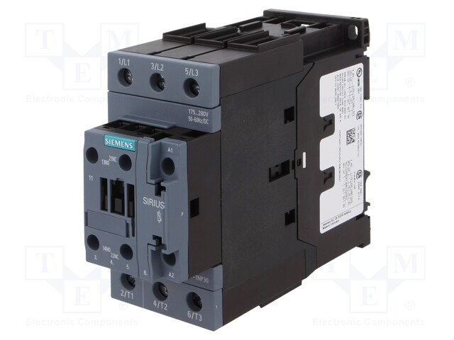Contactor: 3-pole; NO x3; Auxiliary contacts: NO + NC; 175÷280VAC