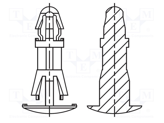 Assembly stud; polyamide 66; L: 8mm; latch/latch; Colour: black