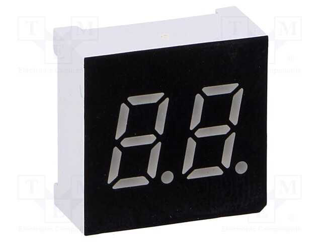 Display: LED; 7-segment; 7.62mm; 0.3"; No.char: 2; green; 5mcd; anode