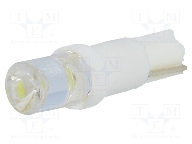 LED lamp; cool white; T5; Urated: 12VDC; 3lm; No.of diodes: 1; 0.24W