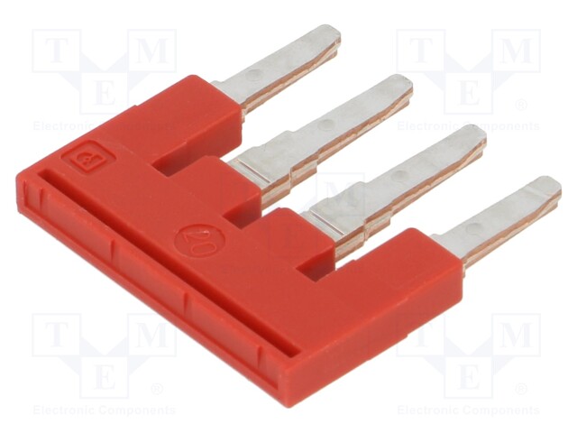 Comb bridge; ways: 4; red; Width: 6mm; UL94V-0