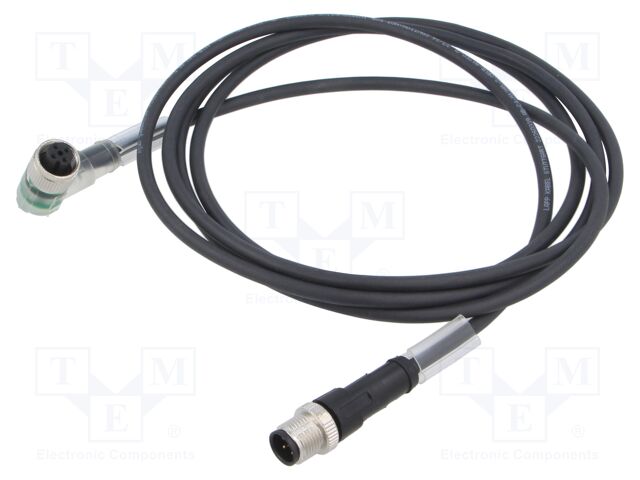 Connection lead; M12; PIN: 4; 2m; plug; 24VAC; 4A; -25÷80°C; 24VDC