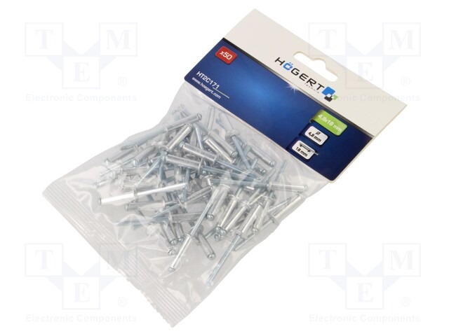 Rivet; aluminium; Rivet diam: 4.8mm; L.rivet: 18mm; 50pcs.