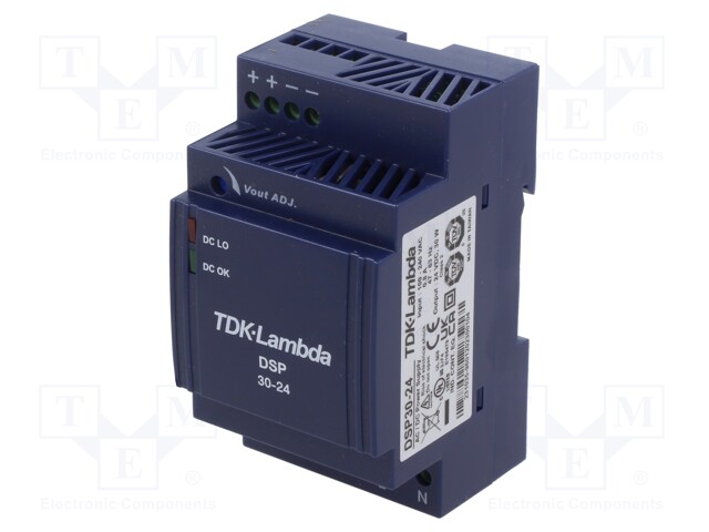 Power supply: switched-mode; for DIN rail; 31W; 24VDC; 1.3A; 83%