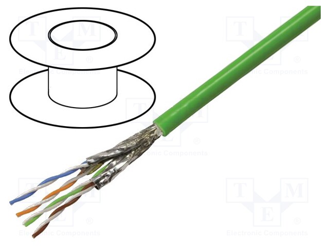 Wire; S/FTP; industrial Ethernet,PROFINET; 6a; solid; Cu; PVC; 100m