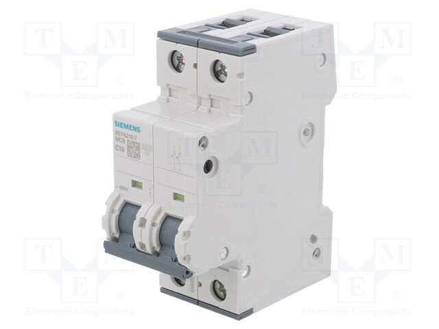 Circuit breaker; 230/400VAC; Inom: 10A; Poles: 2; DIN; Charact: C