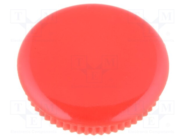 Cap; Colour: red; Mounting: push-in; Mat: plastic