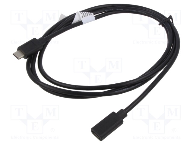 Cable; USB 2.0; USB C socket,USB C plug; nickel plated; 1.5m