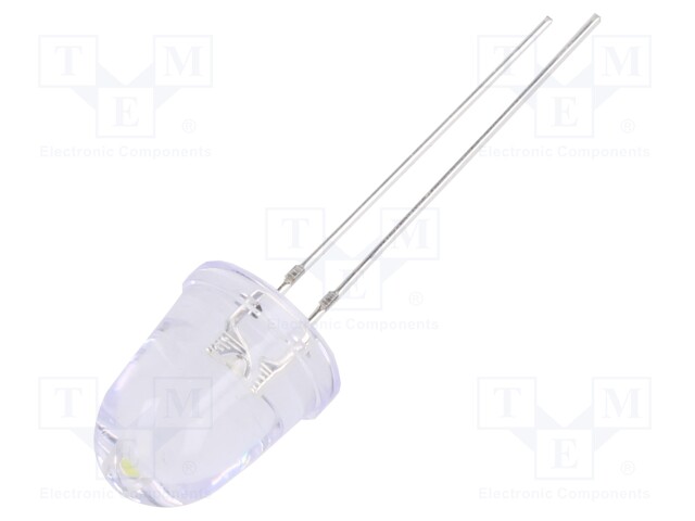 LED; 10mm; white; 8°; Front: convex; 2.9÷3.4V; Pitch: 2.54mm; 102mW