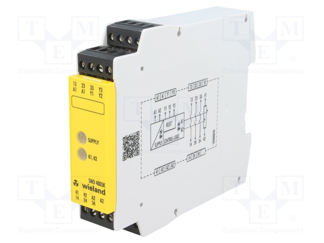 Module: safety relay; Contacts: NC + NO x3; Mounting: DIN; 24VDC