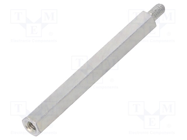 Screwed spacer sleeve; Int.thread: M4; 60mm; Ext.thread: M4; steel