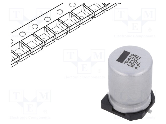 SMD Aluminium Electrolytic Capacitor, Radial Can - SMD, 470 µF, 25 V, 150 CRZ Series