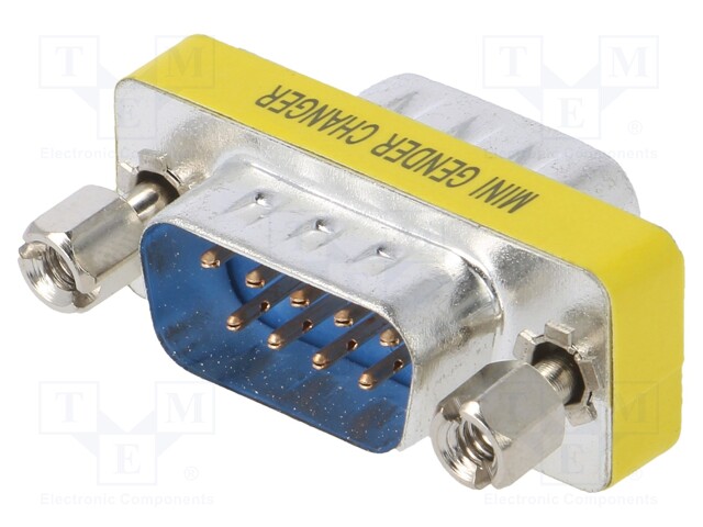 Adapter; D-Sub 9pin plug,both sides; Plating: nickel plated
