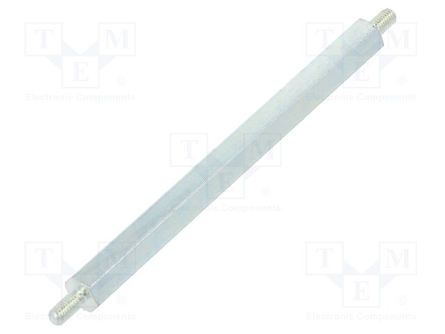 Screwed spacer sleeve; 70mm; Ext.thread: M3; hexagonal; steel
