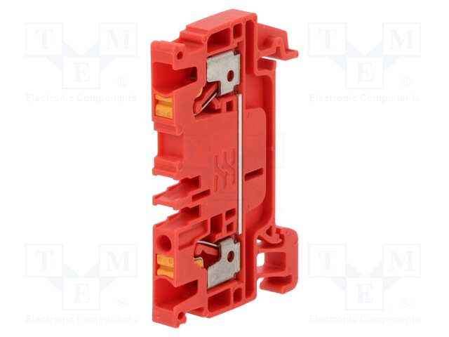 Splice terminal: rail; 2.5mm2; ways: 1; terminals: 2; red; wemid
