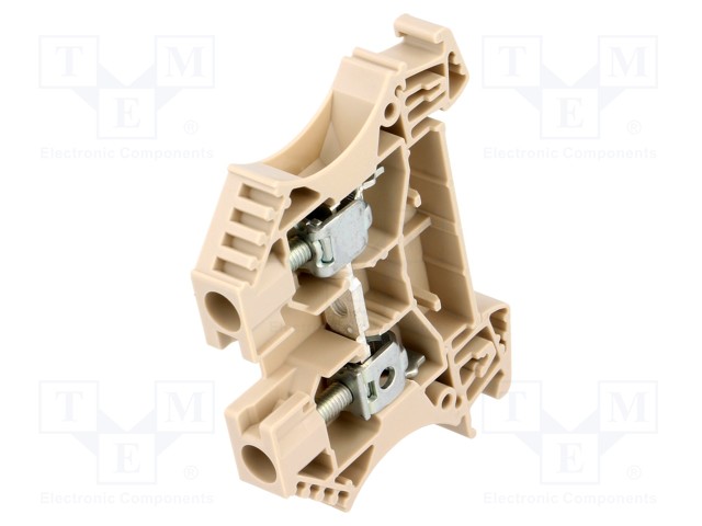 Splice terminal: rail; 6mm2; ways: 1; terminals: 2; beige; wemid