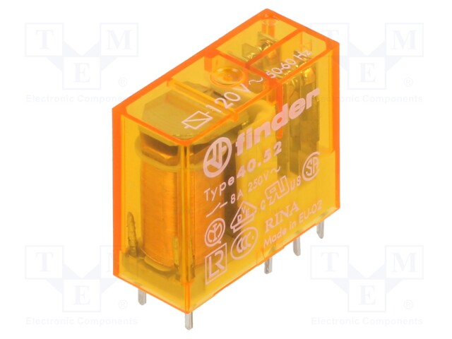 Power Relay, DPDT, 120 VAC, 8 A, 40 Series, Through Hole