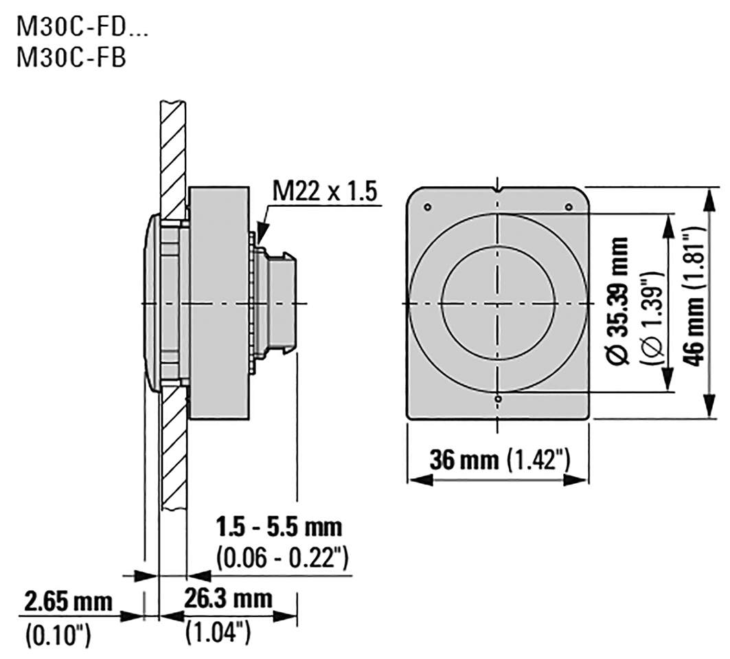 Switch: push-button; Stabl.pos: 2; 30mm; white; none; IP67; Pos: 2