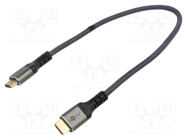 Cable; HDMI 2.1; HDMI plug,both sides; PVC; Len: 0.5m; black-gray