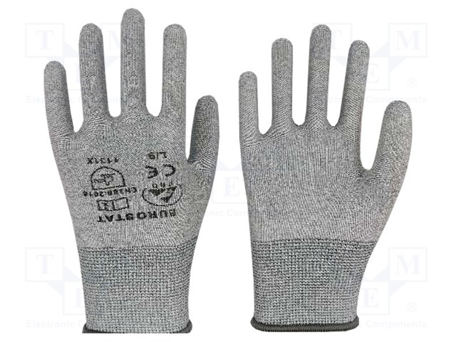 Protective gloves; ESD; L; Features: dissipative; IEC 61340-5-1
