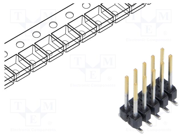 Connector: pin strips; male; PIN: 10; 2.54mm; gold-plated; SMT